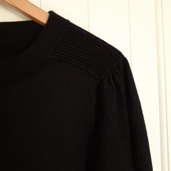 Talbots Merino Wool Crew Neck Sweater with Pleated Shoulders Black Size 2X - Picture 6 of 13